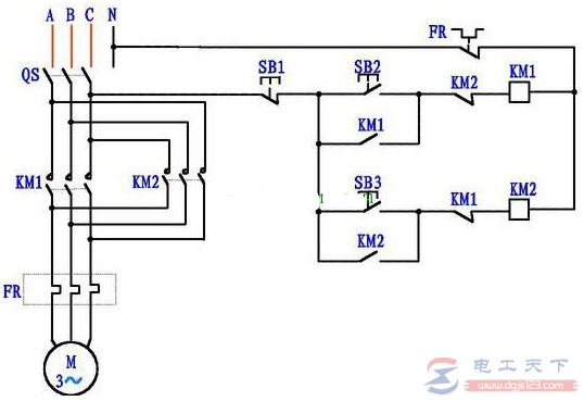 三相异步电动机正反转控制的电气原理图4