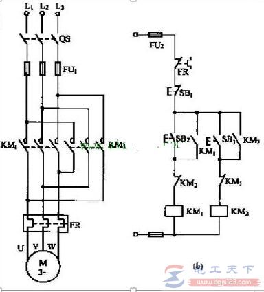 电动机的电气互锁与双重互锁实现正反转的电气原理图2