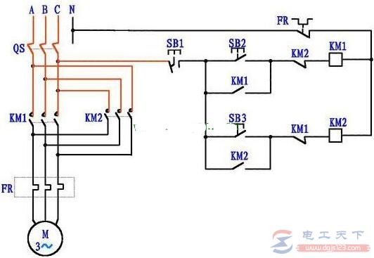 三相电机正反转控制电路图及原理详解7