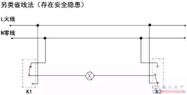 双联双控开关的传统接线法与省线接线方法