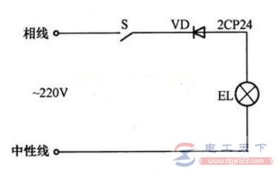 二极管延长白炽灯使用寿命的应用电路图