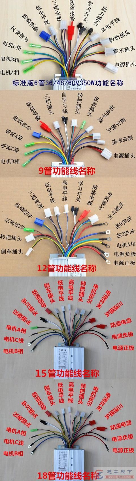 一个电动车控制器的实物接线图