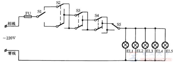 五层楼单元照明灯开关的接线方法