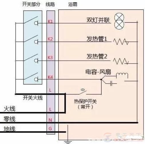 浴霸接线图与电路图详解