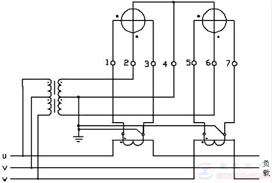 高压三相三线电能表经电压互感器与电流互感器的接线方法