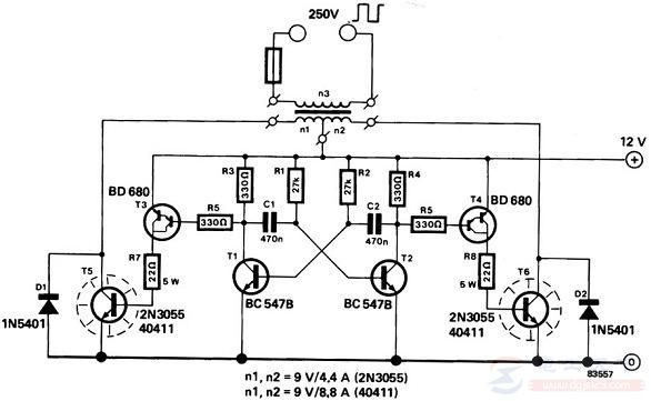 12V电源的功率逆变器电路（附电源逆变器电路零件清单）