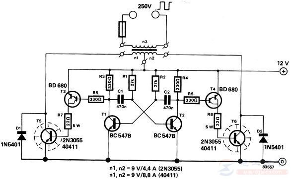 12V電源的功率逆變器電路（附電源逆變器電路零件清單）