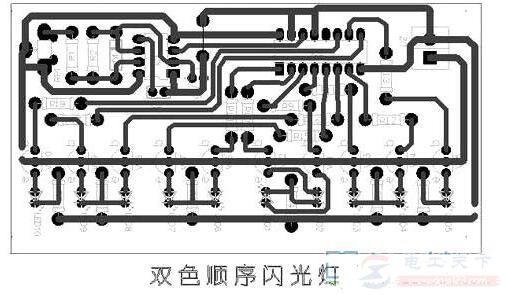 双色发光二极管流水灯闪光器的电路图及工作原理