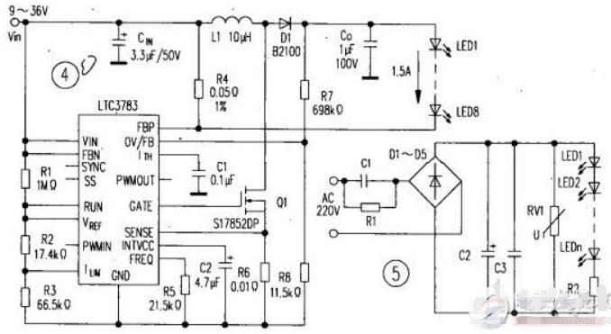 带专利IC驱动器的led灯驱动电源的电路图说明