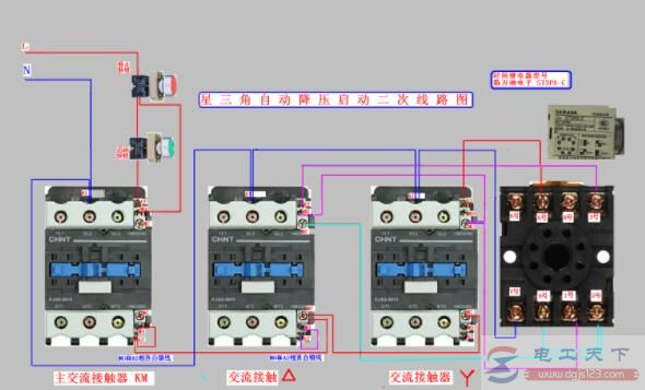 一文看懂二个星三角启动二次线的接线电路图