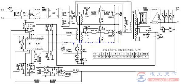 一例明纬24v开关电源的电路图，附工作原理说明