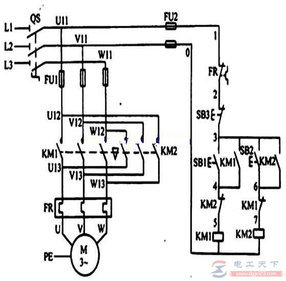 一例三相电动机正反转的控制电路图，附常见问题及解决方法