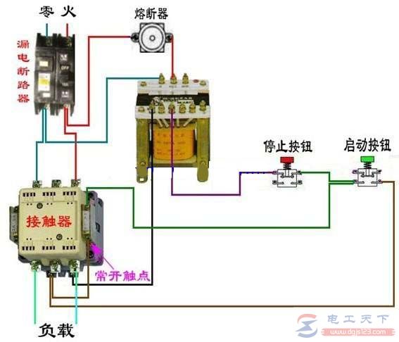 一例单相电机延时控制的电路图