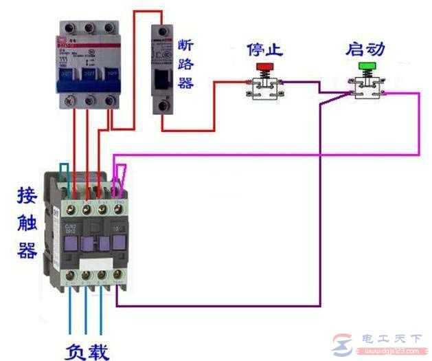 一例三相电动机单向运行控制的电路图(图1)