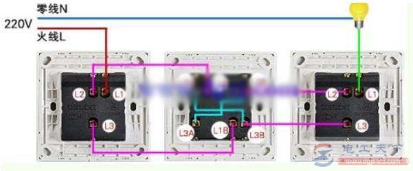 三控开关怎么接线，附一例三控开关实物接线图