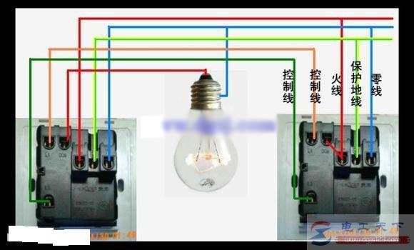 一灯双控带插座怎么接线，附清晰接线图