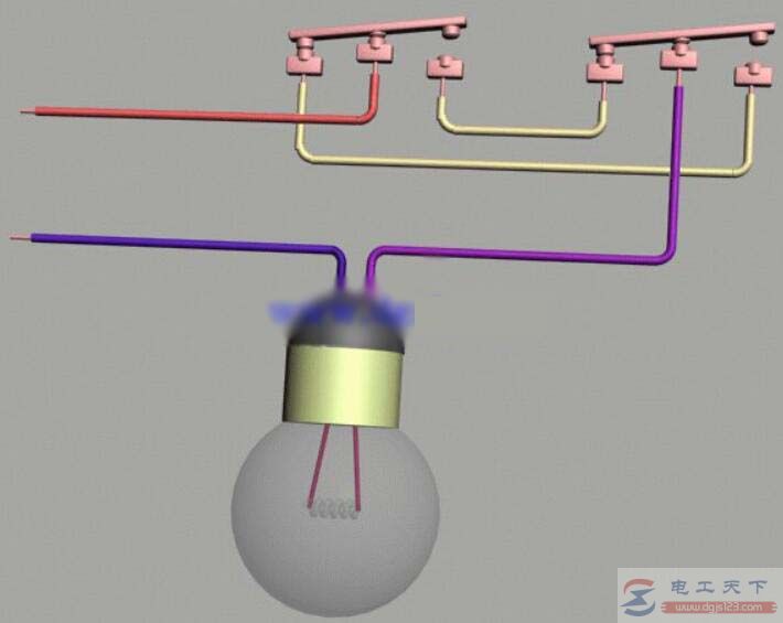 一例双控照明开关的接线图