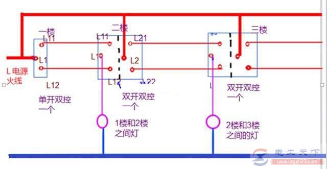 一文看懂一灯三控开关的接线图，三控开关怎么接线的实例教程