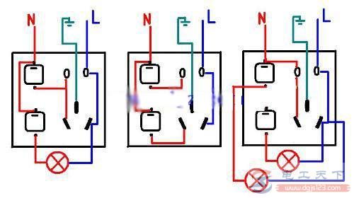 双开五孔插座怎么接线，一例双控二开5孔插座的实物接线图