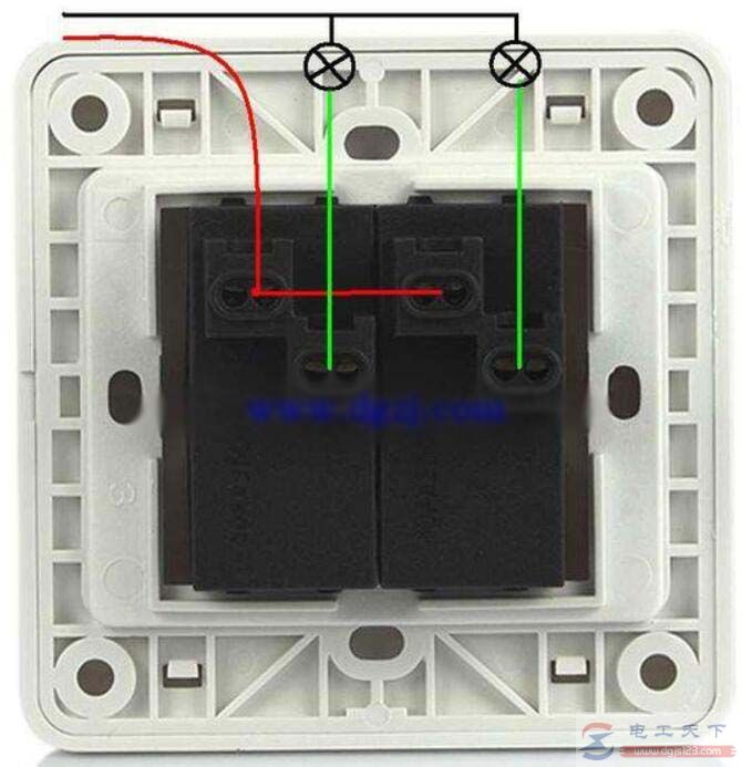 双控怎么正确接线，一例双控6孔开关的接线图