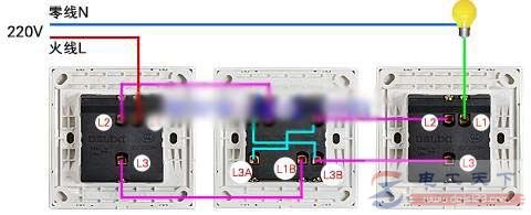 一例一位多控开关接线图，附具体接线步骤