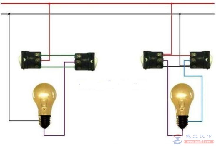 双联开关二种双控电路图示例