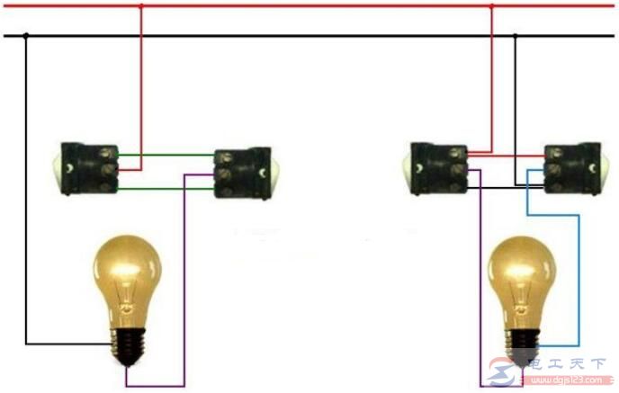 一例二开双控开关的接线图