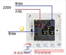 电灯开关怎么接插座，一例电灯开关改插座的接线图