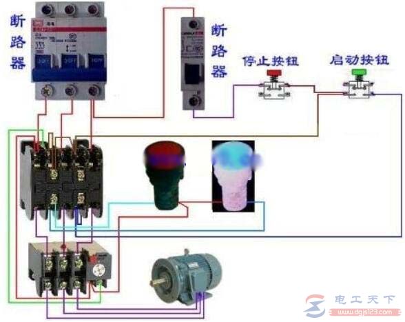 一例带指示灯按钮开关的接线图