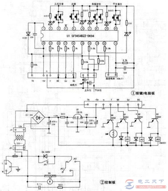 一例九阳豆浆机（JYD-P11SP型）的电路图