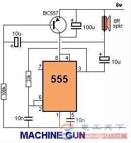 555定时器用作机器枪与金属探测器的例子