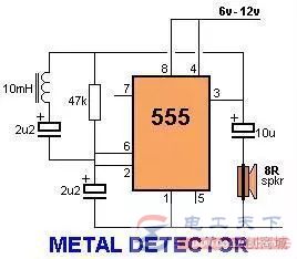 555定时器用作机器枪与金属探测器的例子