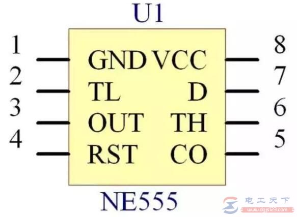 555定时器的引脚图及各引脚功能说明