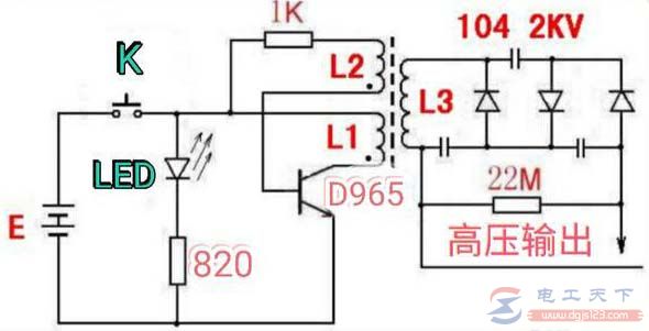 一例电蚊拍的电路原理图
