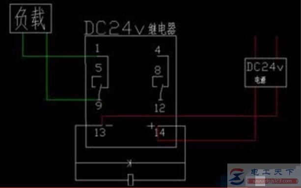 8脚dc24v继电器接线示意图，8脚继电器接线原理图