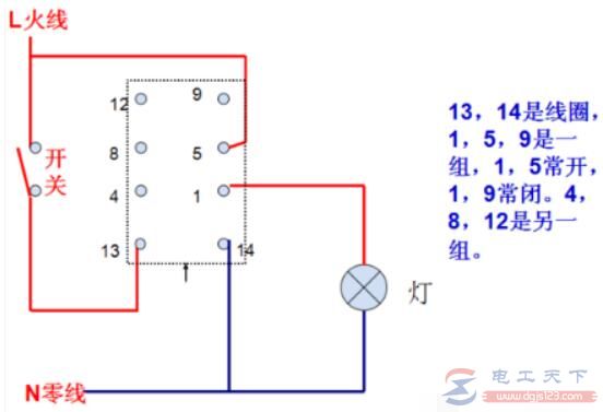 8脚dc24v继电器接线示意图，8脚继电器接线原理图