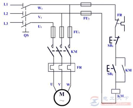 一例电动机自锁控制的电气原理图