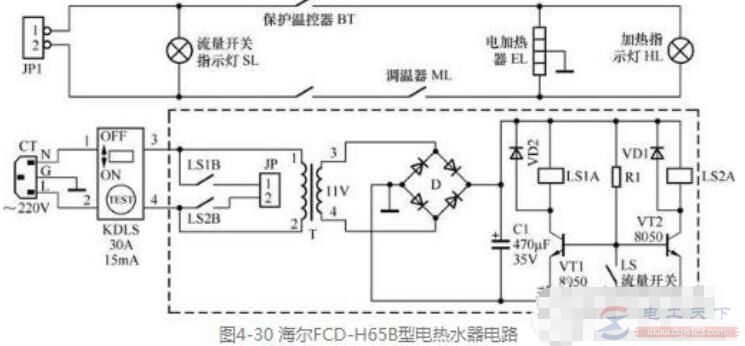 注水式电热水器（海尔FCD-H65B型电热水器）电路