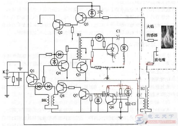 一例燃气热水器脉冲点火电路图及工作原理