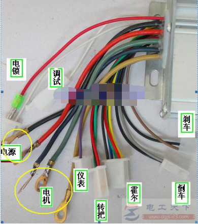 一例电瓶三轮车控制器的接线图