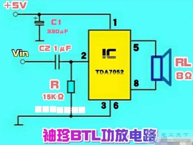 如何用TDA7052BTL功放IC制作迷你有源音箱电路