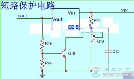 一例LM2596输出短路保护的电路图