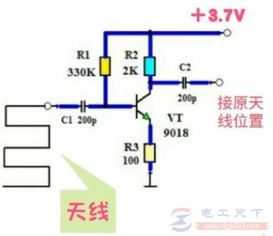 一例简易天线放大器的电路图