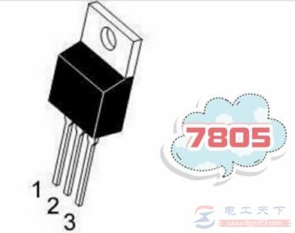 一例7805稳压电源将12V转5V的电路图