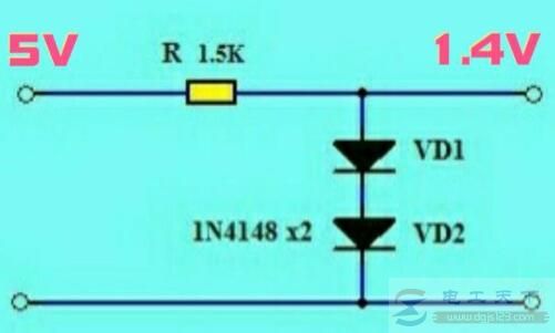 一例5v转成1.5v稳压电路图