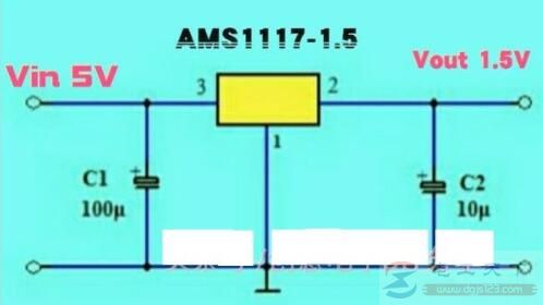 一例5v转成1.5v稳压电路图