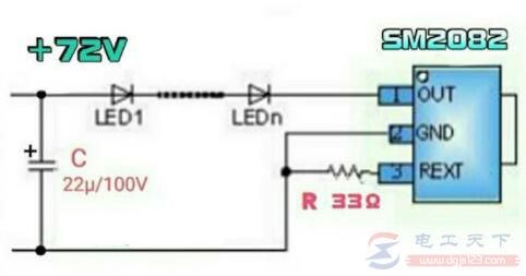 一例驱动电流可调的LED恒流驱动电路