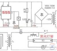 一例太阳能杀虫灯的电路原理图