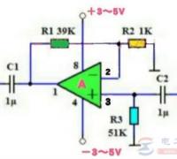 一例用集成运放设计的40倍放大电路