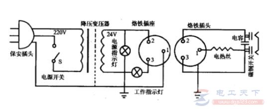 一例电烙铁恒温电路图分析